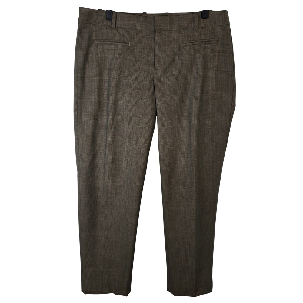 Gap Slim Cropped Ankle Two Way Stretch Plaid Pants Women Size 8 Brown